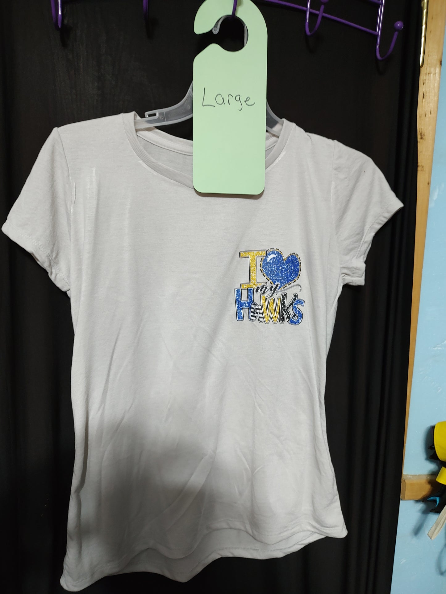 Gretna Hawks gray I love hawks t-shirt large Clearance sale
