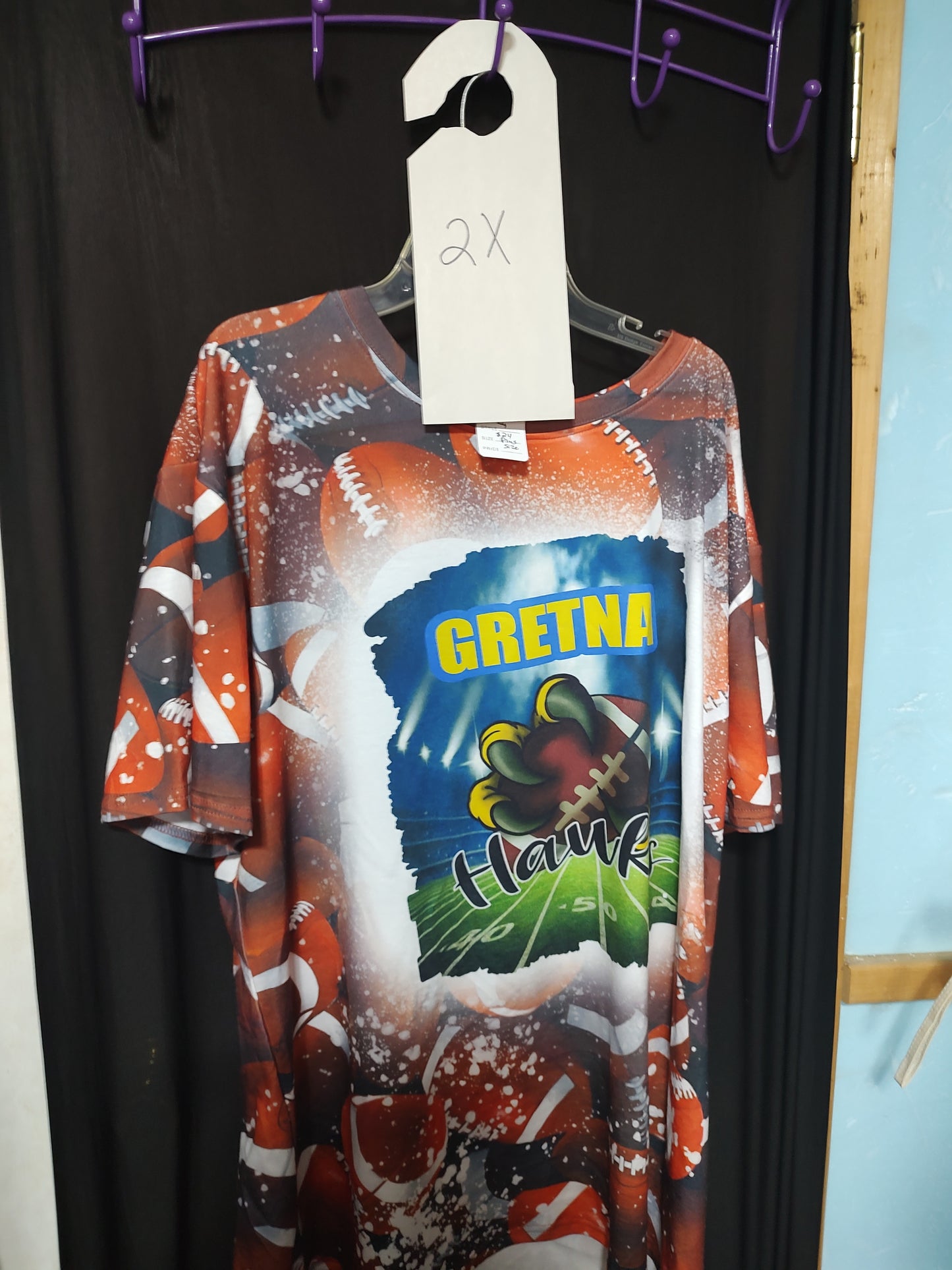 Gretna Hawks premium claw football short sleeve t-shirt 2x Clearance Sale