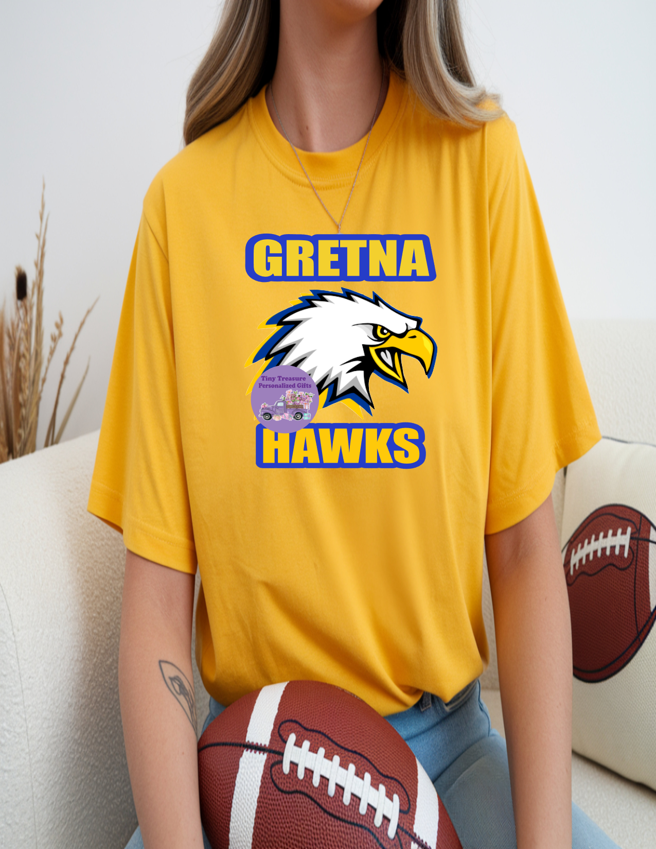 Gretna Hawks white Hawk t-shirt