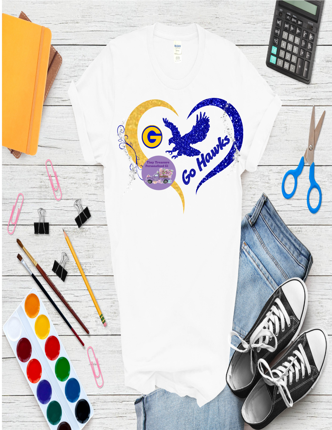 Gretna Hawks Go Hawks heart t-shirt