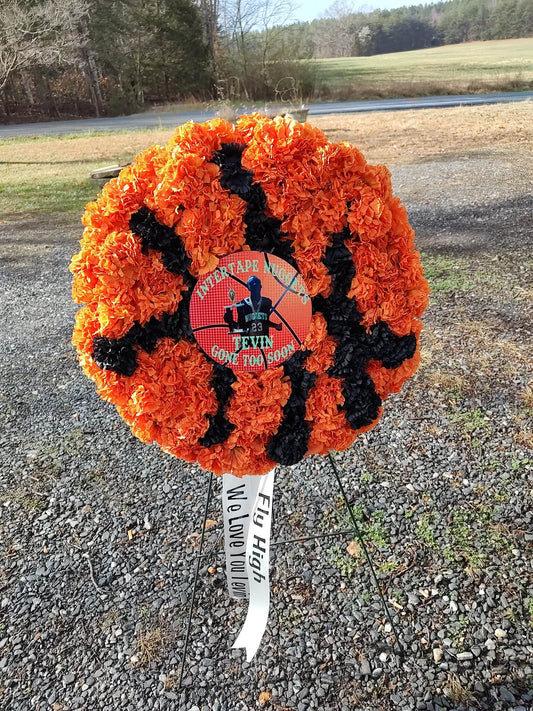 Basketball photo funeral sympathy arrangement