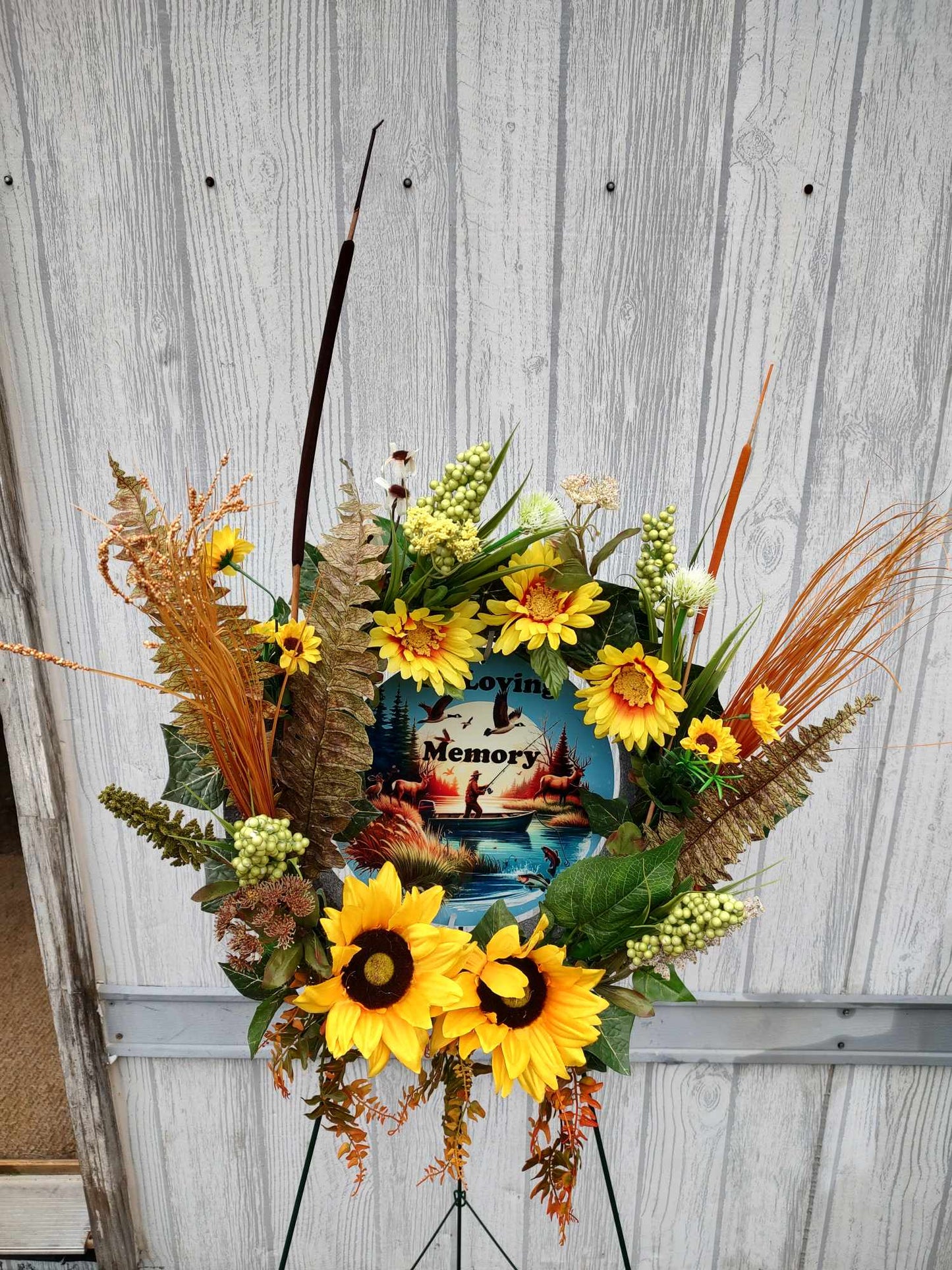 Fishing photo funeral sympathy arrangement