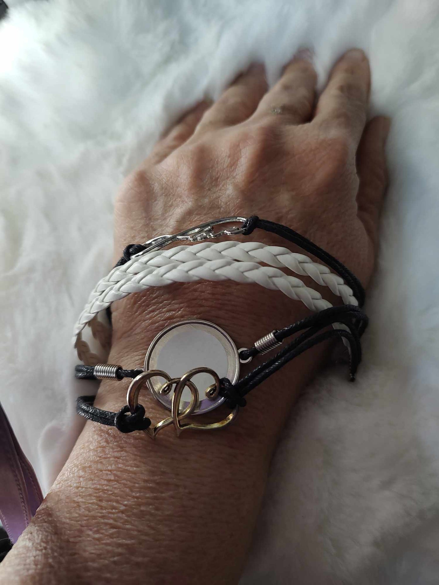 Heart leather infinity love photo bracelet