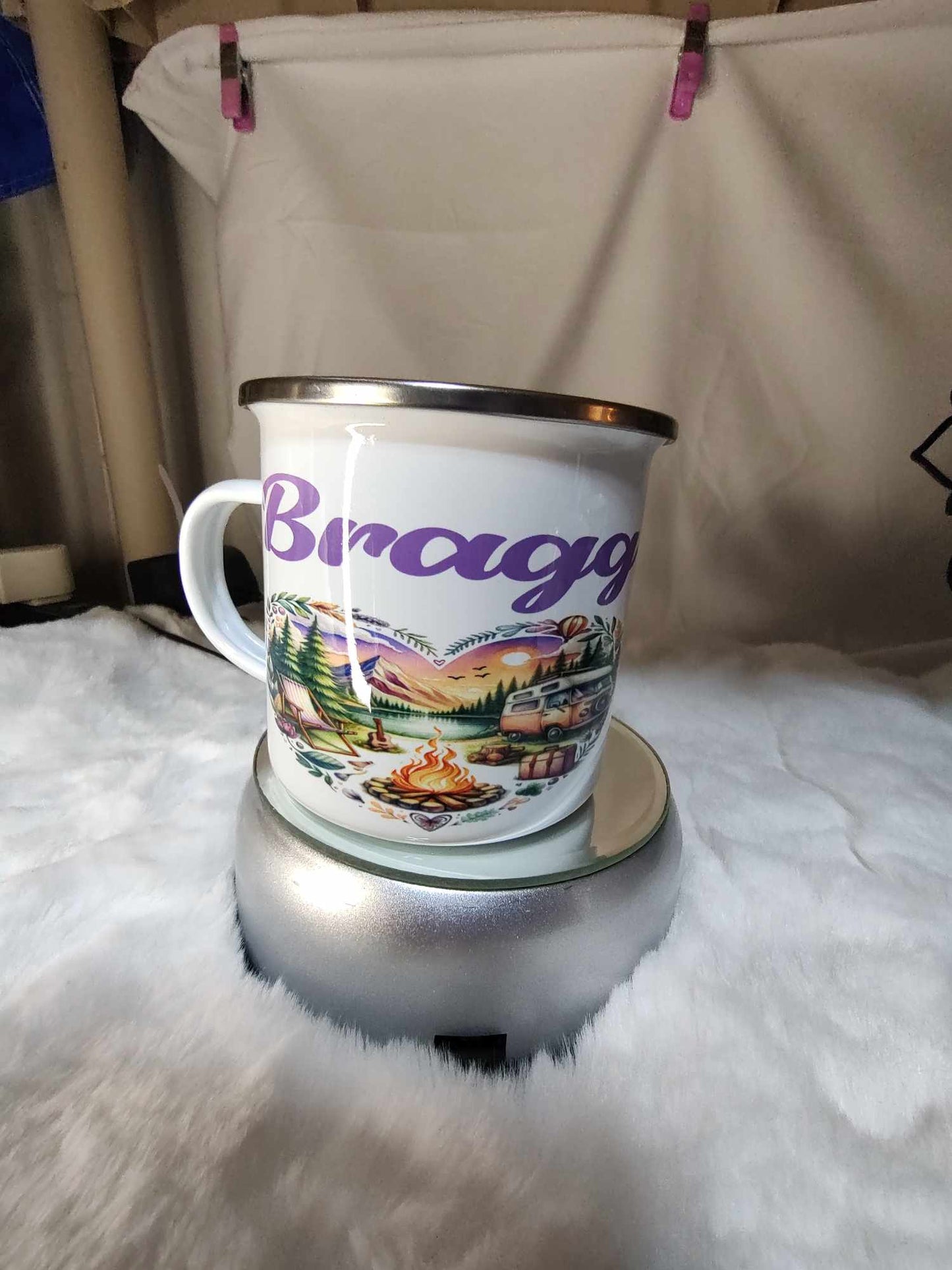 Enamel aluminum camp mug with your choice of photo or design