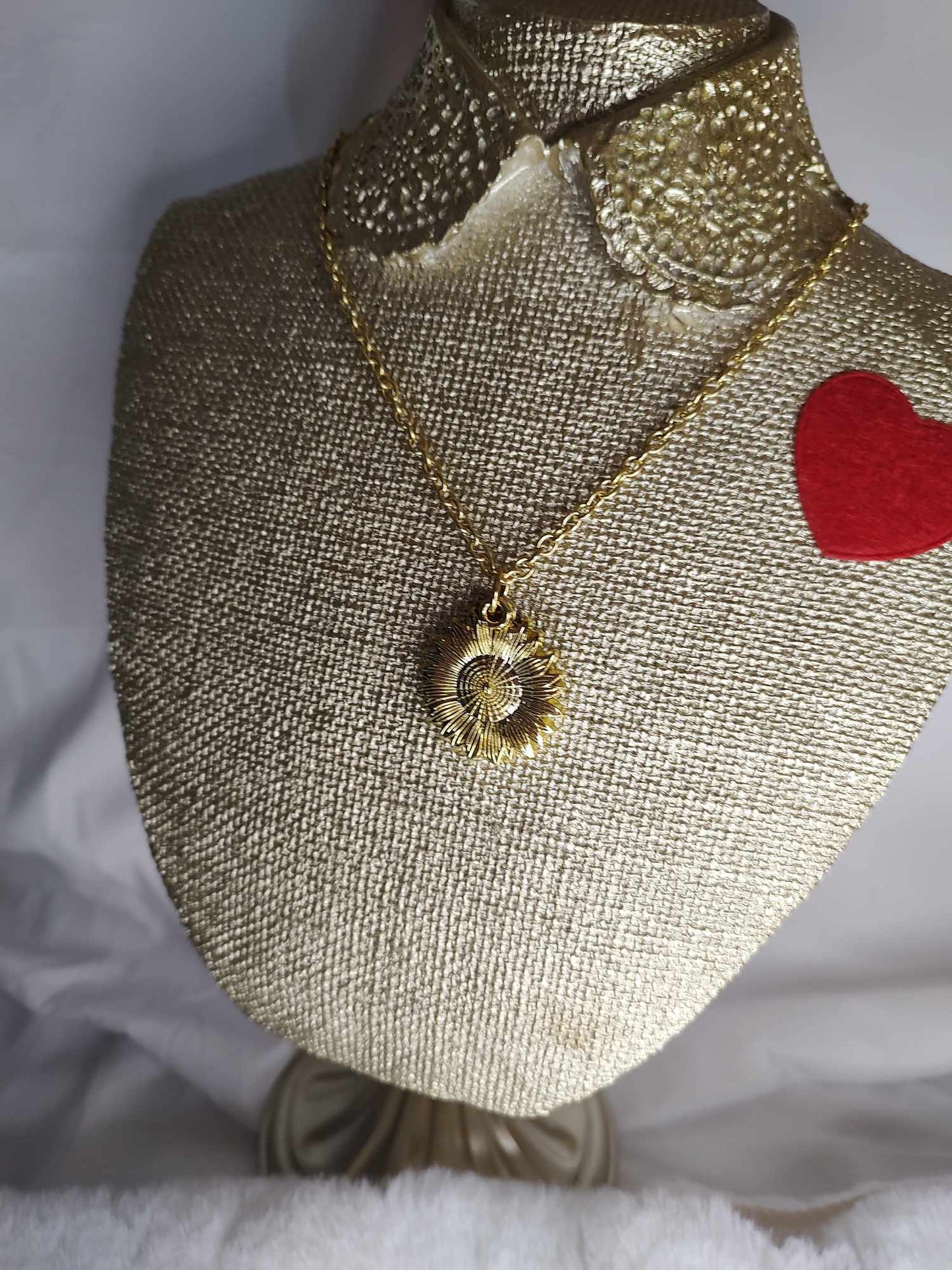 Sunflower photo locket necklace