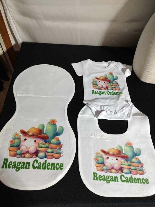 Personalized baby onesie gift set any theme and name