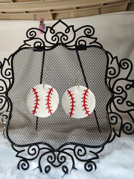 Baseball leatherette earrings