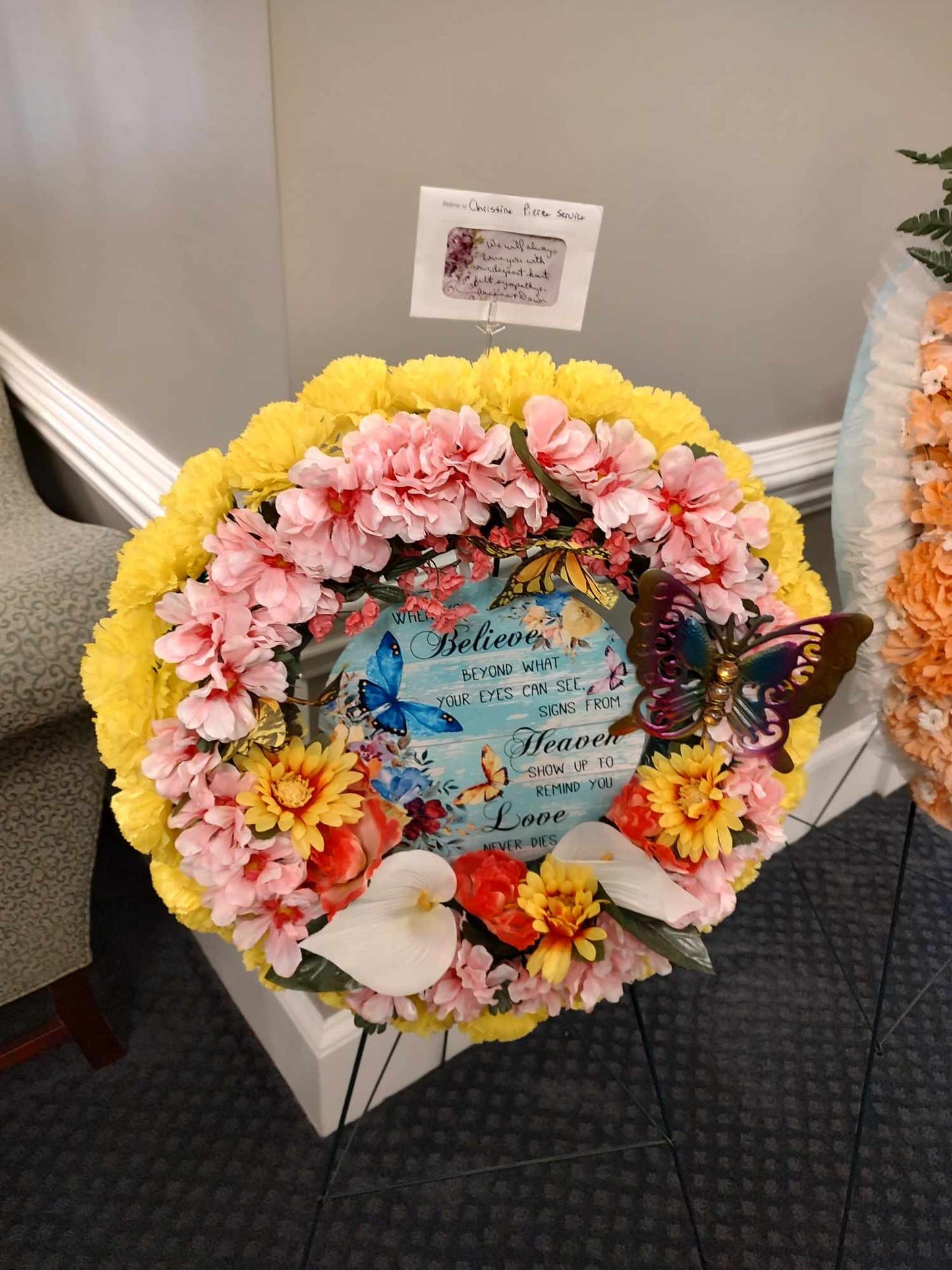 Butterfly funeral memorial wreath