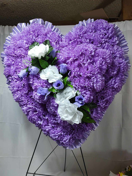 Purple and white double heart in stock