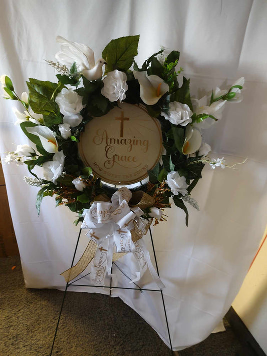 Amazing Grace funeral sympathy wreath