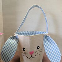 Gingham Easter basket personalized with name and year