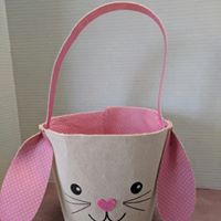 Gingham Easter basket personalized with name and year