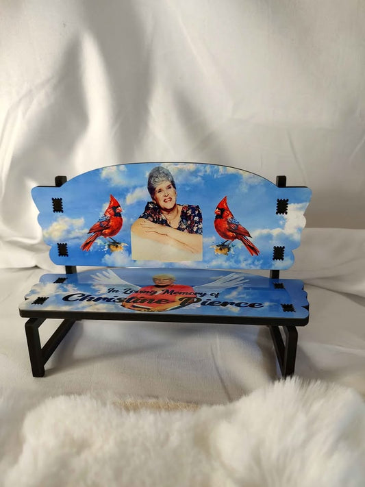 Mini memorial photo bench