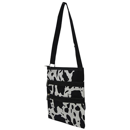 Black cow print crossbody purse tote bag with any name or monogram