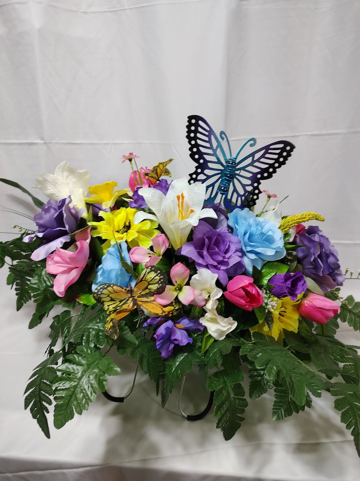 Spring butterfly cemetery grave saddle