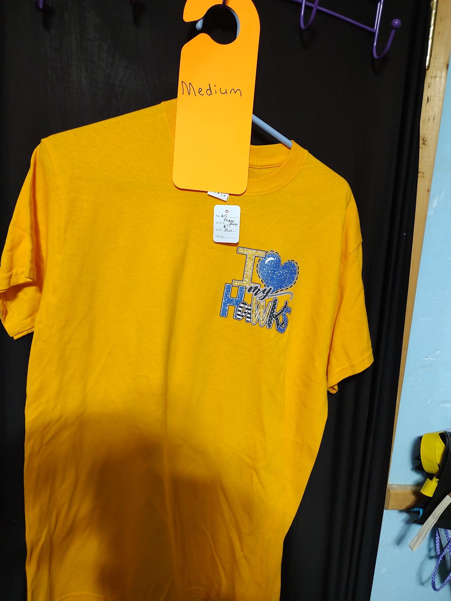 Gretna Hawks yellow gold I love Hawks t-medium Clearance sale