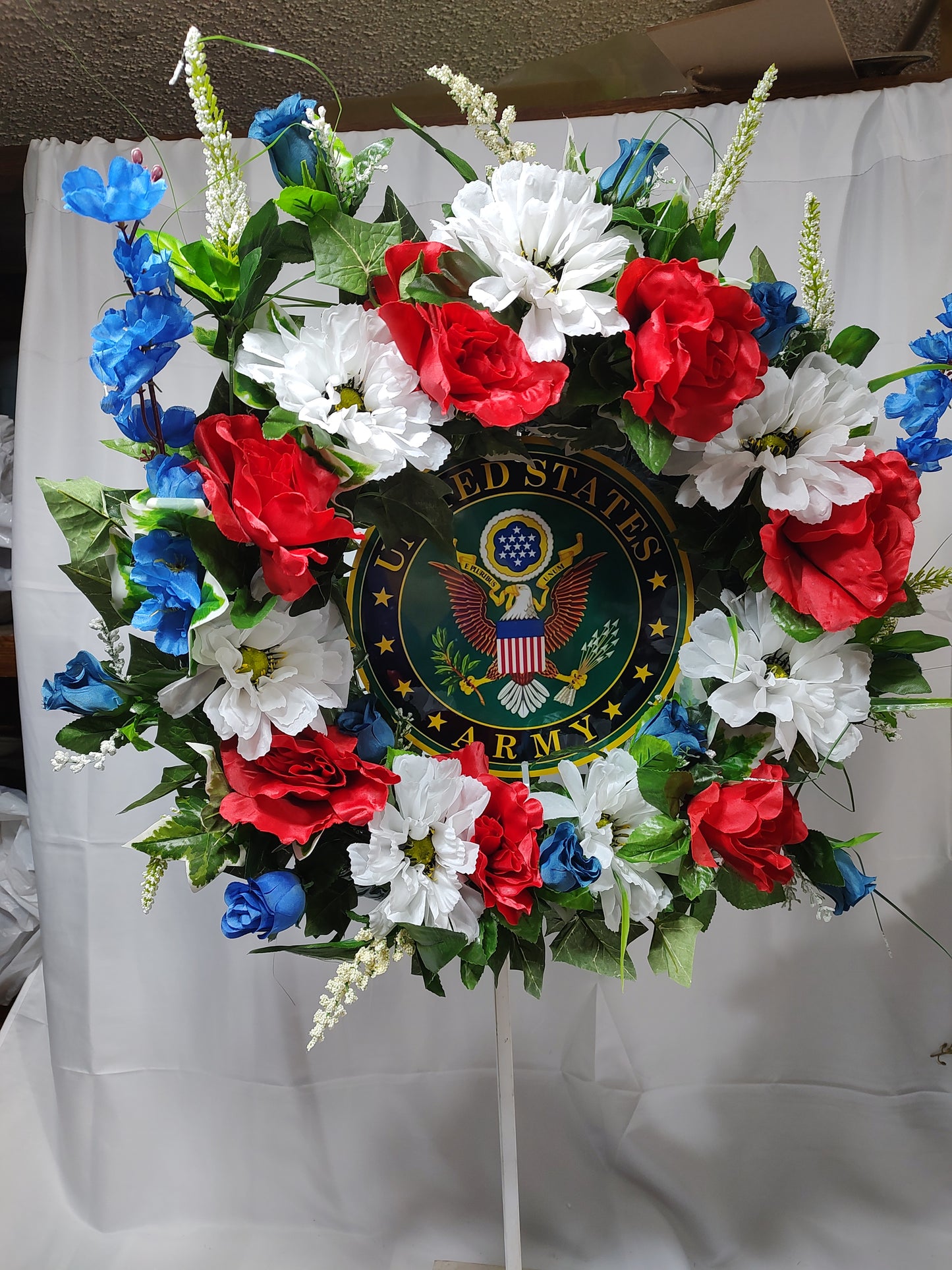 Patriotic military memorial  funeral wreath