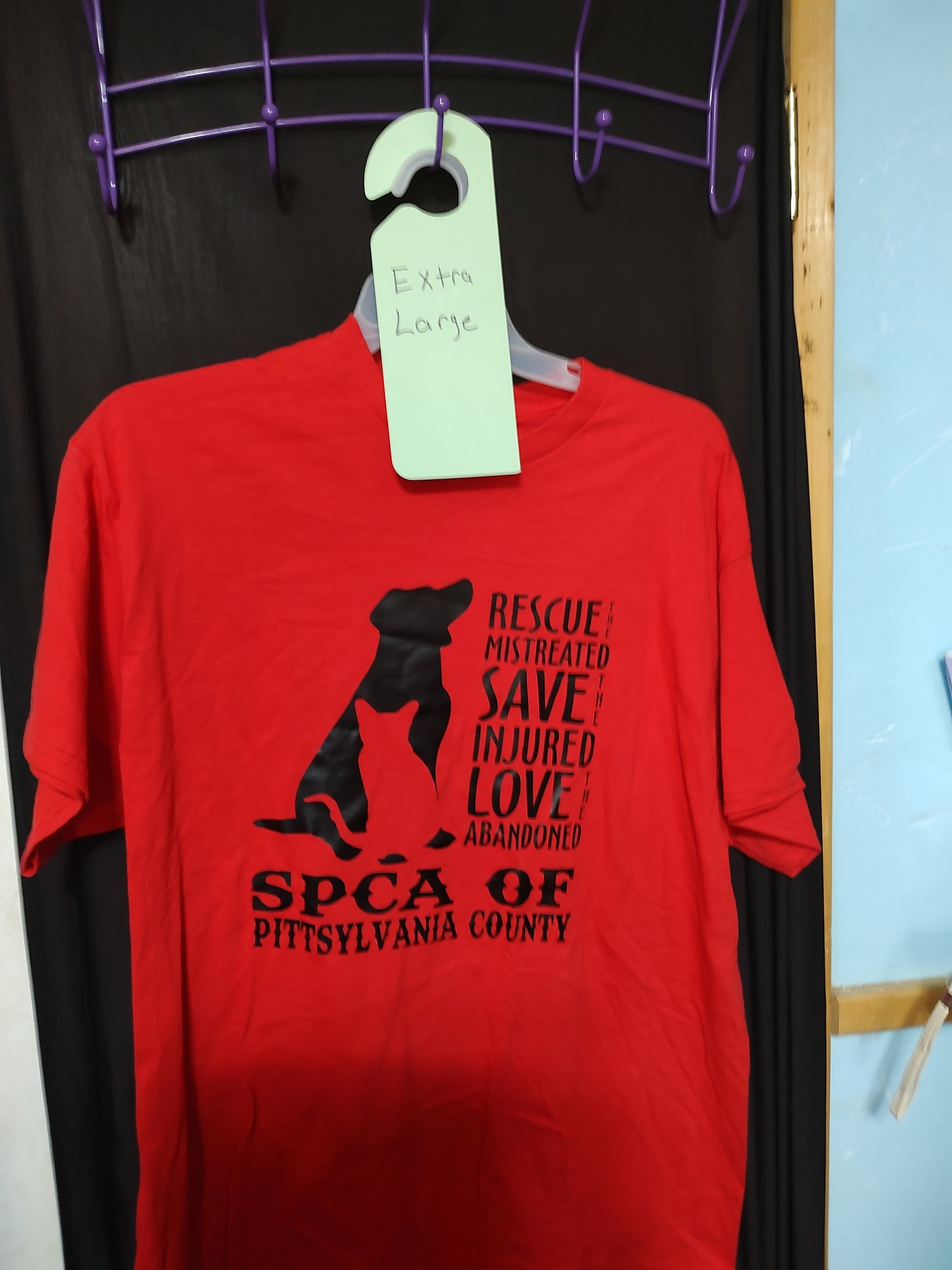 Rescue mistreated save injured love abandoned animal rescue red t-shirt extra large clearance sale