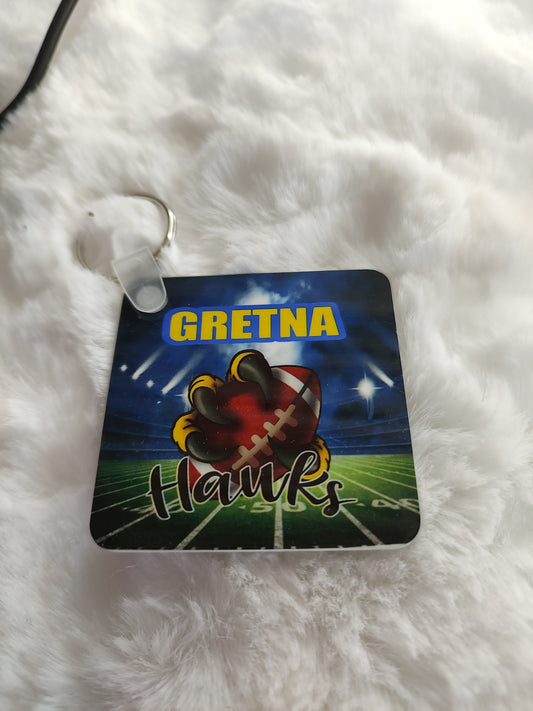 Gretna Hawks double sided claw keychain