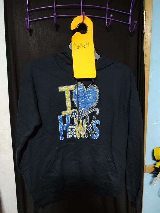 Clearance-I love my hawks Small Hoodie