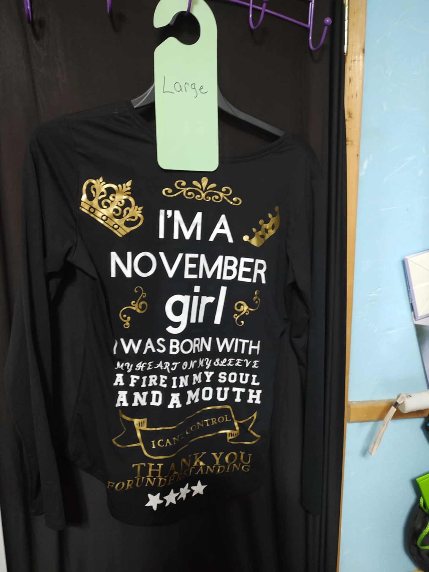 Clearance-Large I’m a November Girl Long Sleeve Shirt