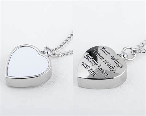 Heart memorial photo urn (optional) necklace Your wings were ready