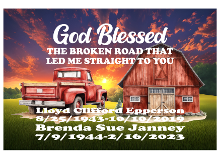 Personalized memorial red truck God blessed the broken road canvas