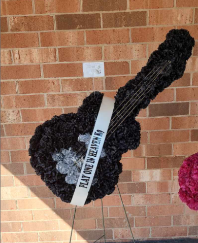 Guitar memorial funeral arrangement