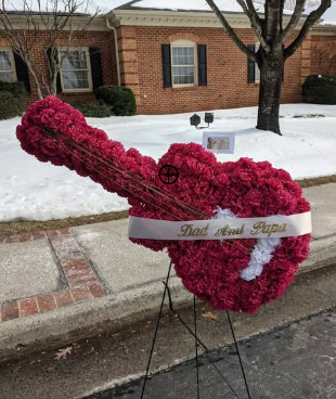 Guitar memorial funeral arrangement