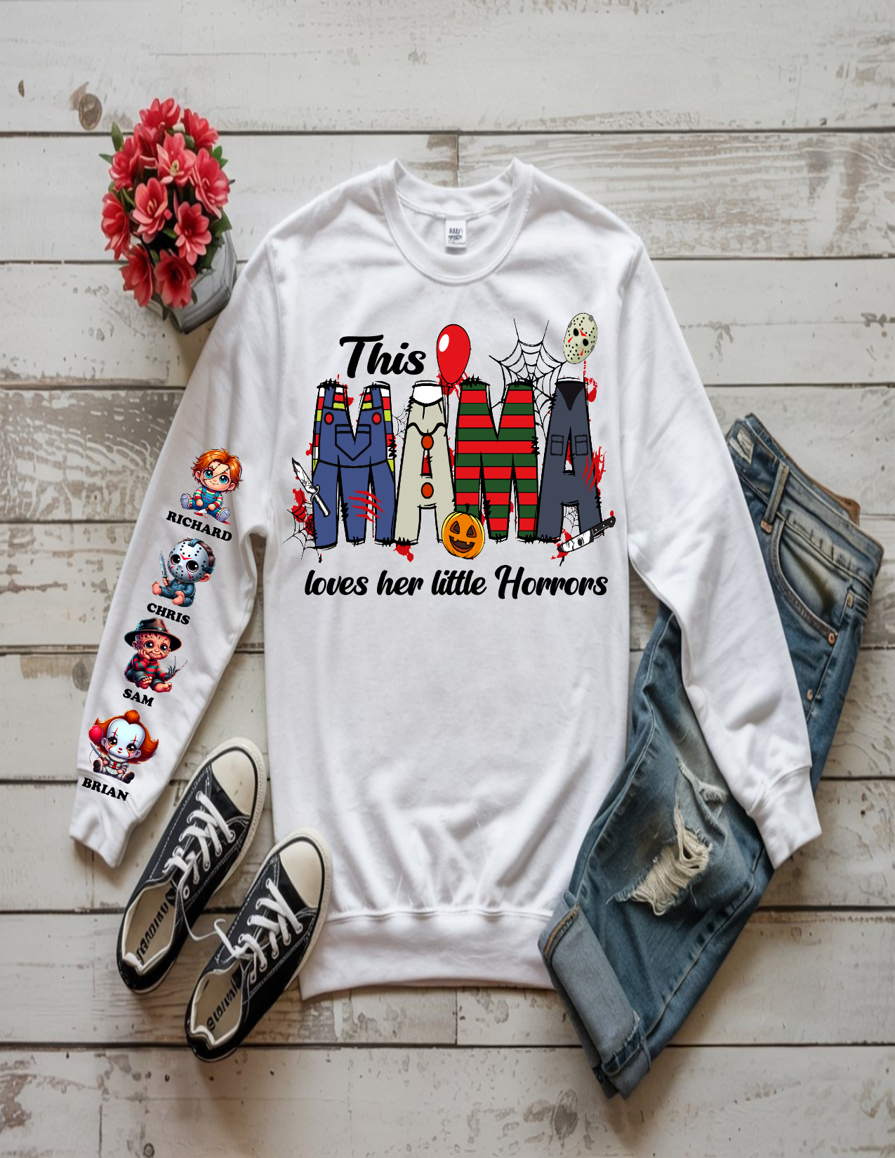 This Mama loves her little horrors personalized sweatshirt