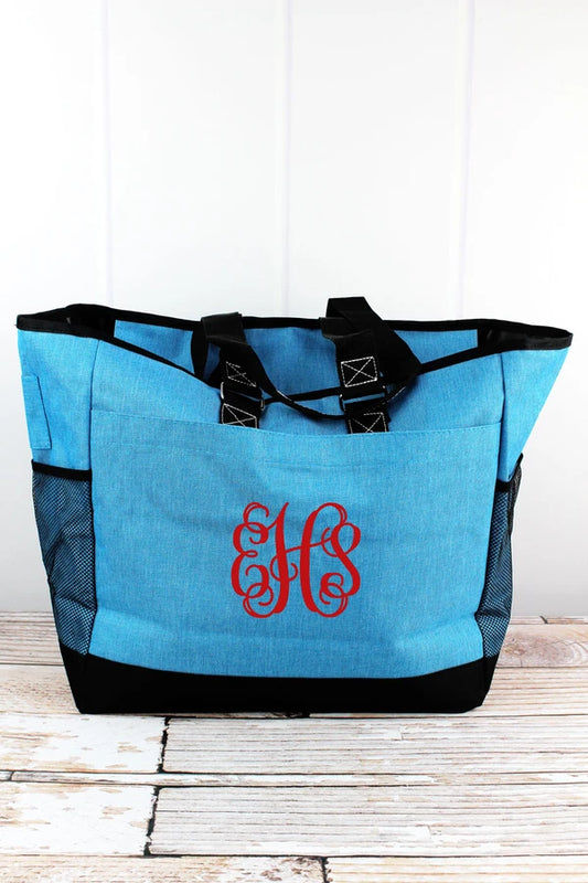 Blue everyday organizer tote bag personalized with name or monogram