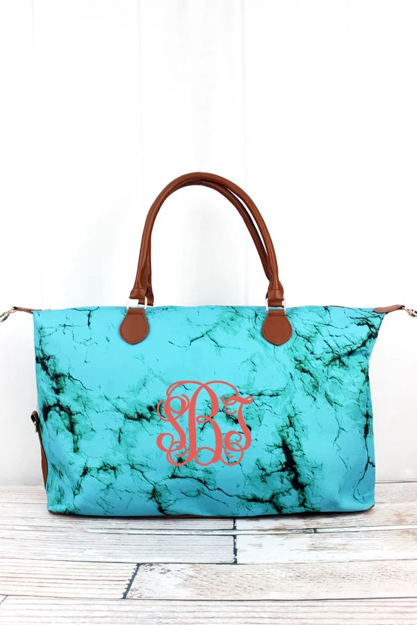 Turquoise Weekender tote bag personalized with name or monogram