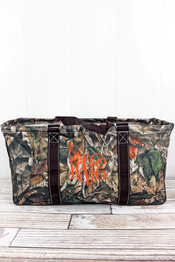 Camo Collapsible large utility tote bag basket personalized with name or monogram