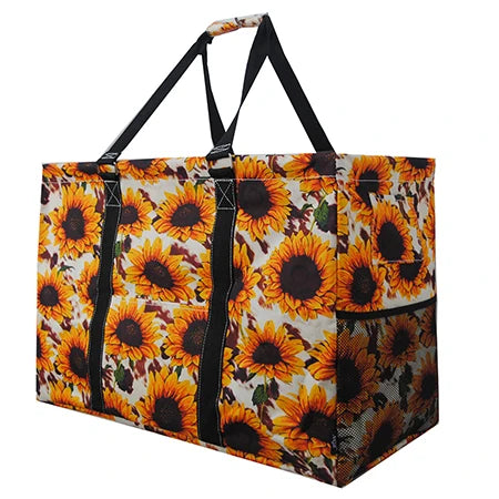 Cow print sunflower Oversized utility basket tote bag (Copy)