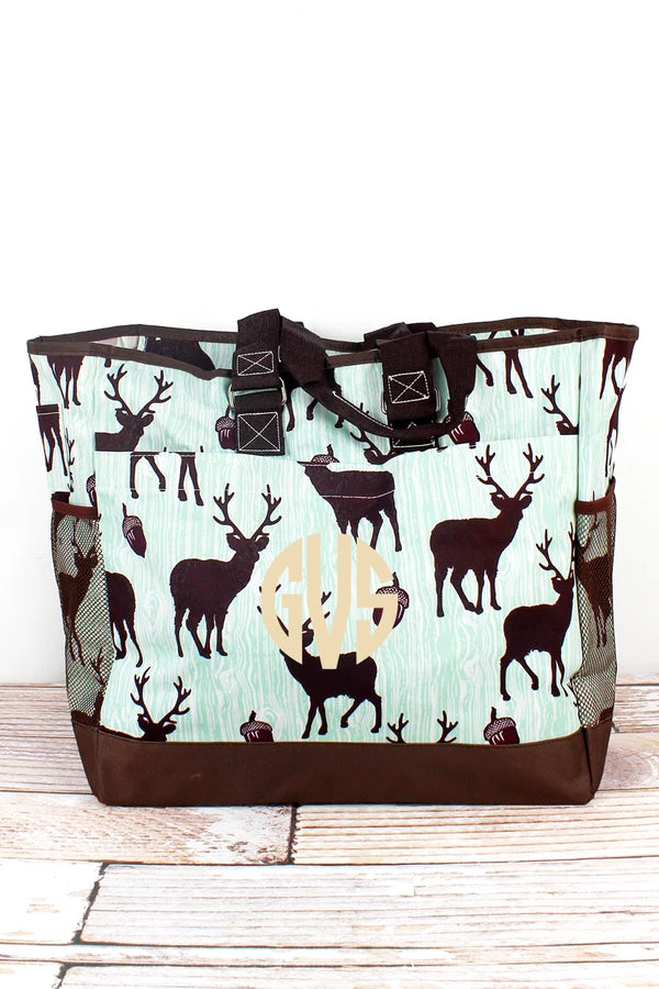 Deer everyday organizer tote bag personalized with name or monogram