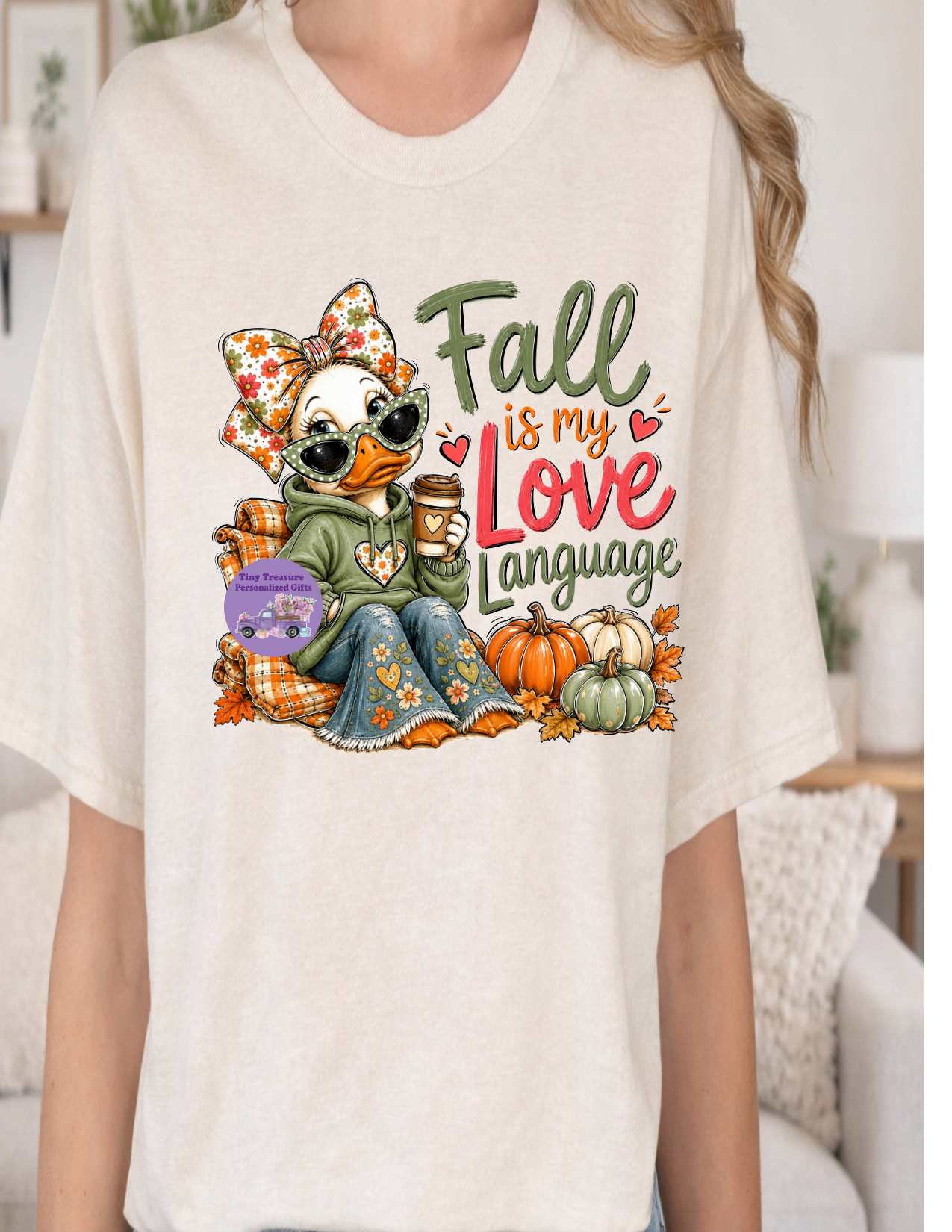 Fall is my love language duck t-shirt