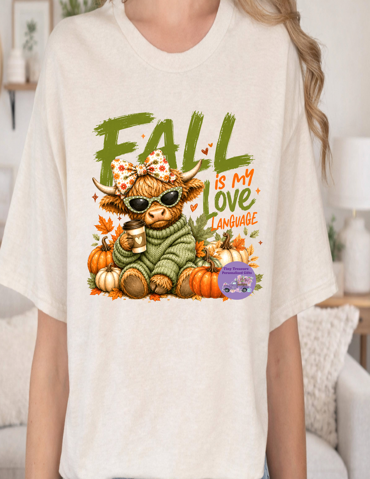 Fall is my love language highland cow t-shirt