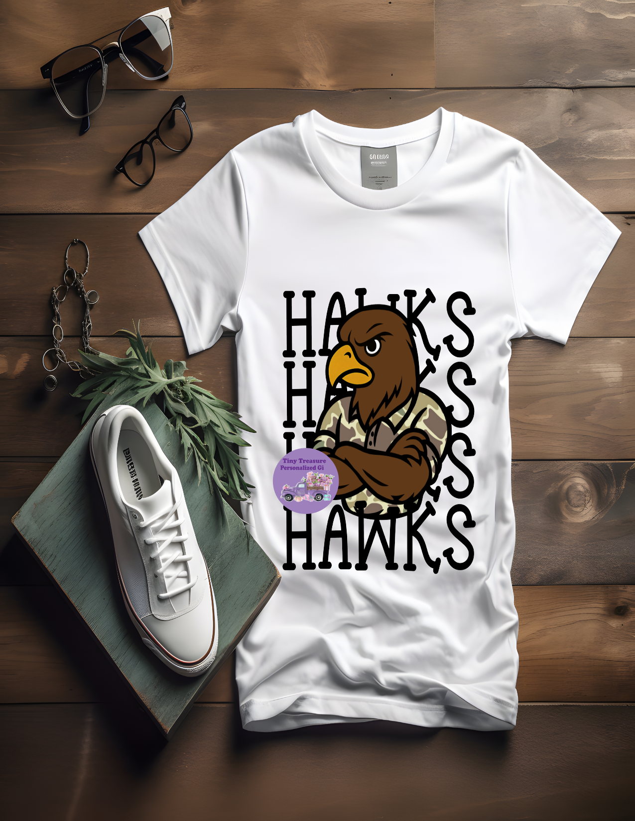 Gretna Hawks stacked camo Hawks t-shirt