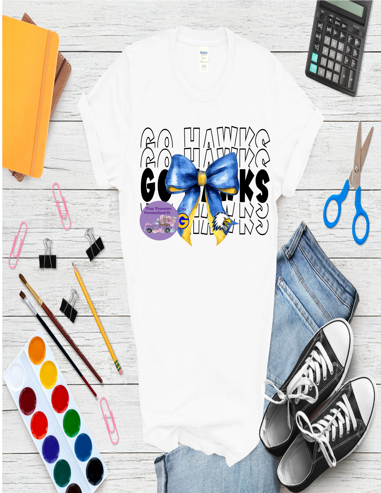 Gretna Hawks stacked Go Hawks t-shirt