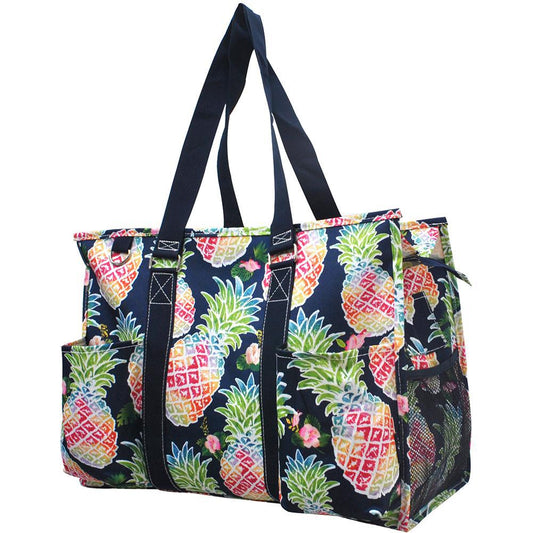 Navy Pineapple large organizer tote bag personalized with name or monogram