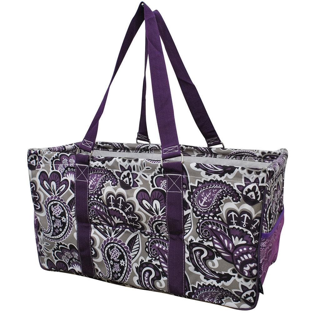 Purple paisley Collapsible large utility tote bag basket personalized with name or monogram (Copy) (Copy)