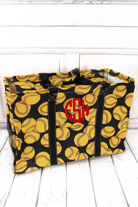 Softball Oversized utility basket tote bag