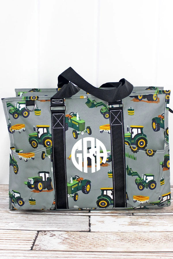 Tractor large organizer tote bag personalized with name or monogram